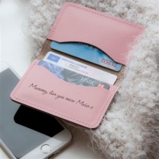PERSONALISED PINK LEATHER SLIM CARD CASE