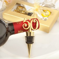 Golden 50 Anniversary - Birthday Wine Bottle Stopper