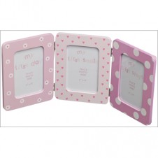 Pink Triple Photo Frame  6x4  1st Day 1st Smile 1st Step