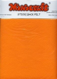 Orange Sticky Back Felt 23x30cm