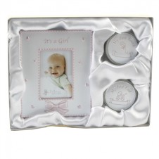 Baby Girl Gift Set Photo Frame 1st Curl Tooth