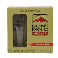 Dads Army Dont Panic Glass and Socks Gift Set