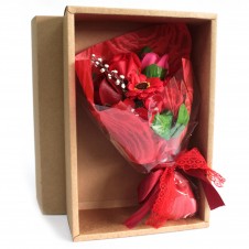 Boxed Hand Soap Flower Bouquet - Red