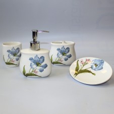 Ceramic Bath Set - Blue Lilies