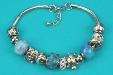 Silver-Blue Beaded Bracelet