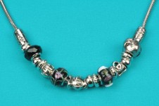 Silver-Black Beaded Necklace