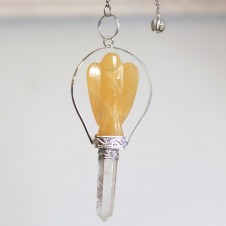 Yellow Quartz Angel Pendulum with ring