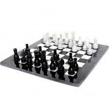 Handmade Black and White Marble Chess Set 16 Inches