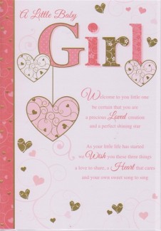 Birth of Baby Girl Large Cards