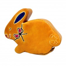 Handmade Leather Money Box - Small Yellow Bunny