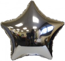 Silver Star Foil Balloon Includes Straw Holder