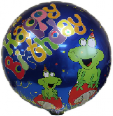 Happy Birthday Foil Balloon-Frog Includes Straw Holder