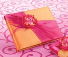 Hot Pink and Orange Wedding Guest Book
