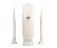Cream Lace Candle Set