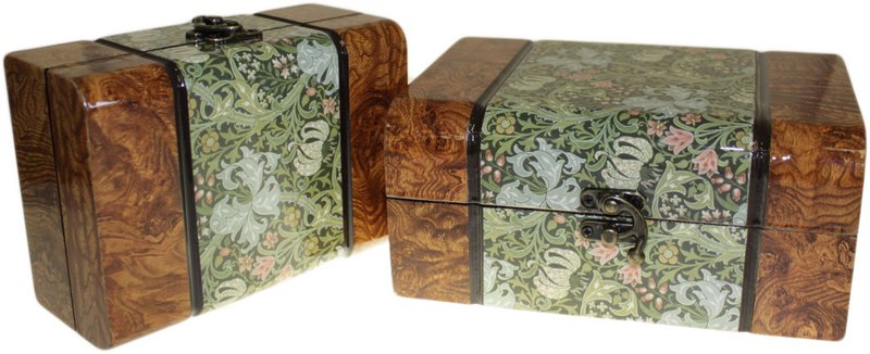 Keepsake Box - Med Walnut Floral Set of 2 Product