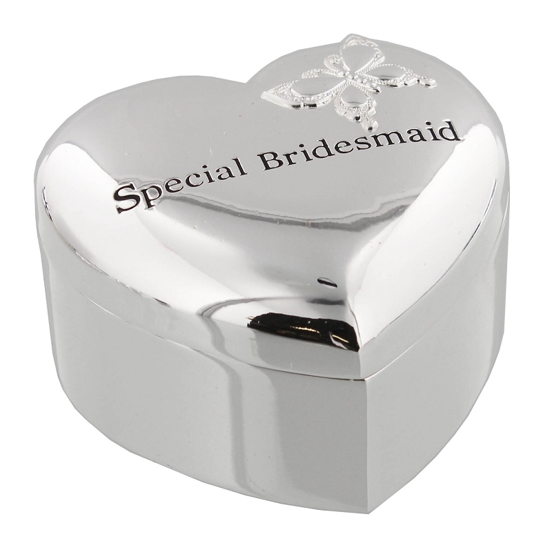 Amore Silver Plated Heart Trinket Box Special Bridesmaid